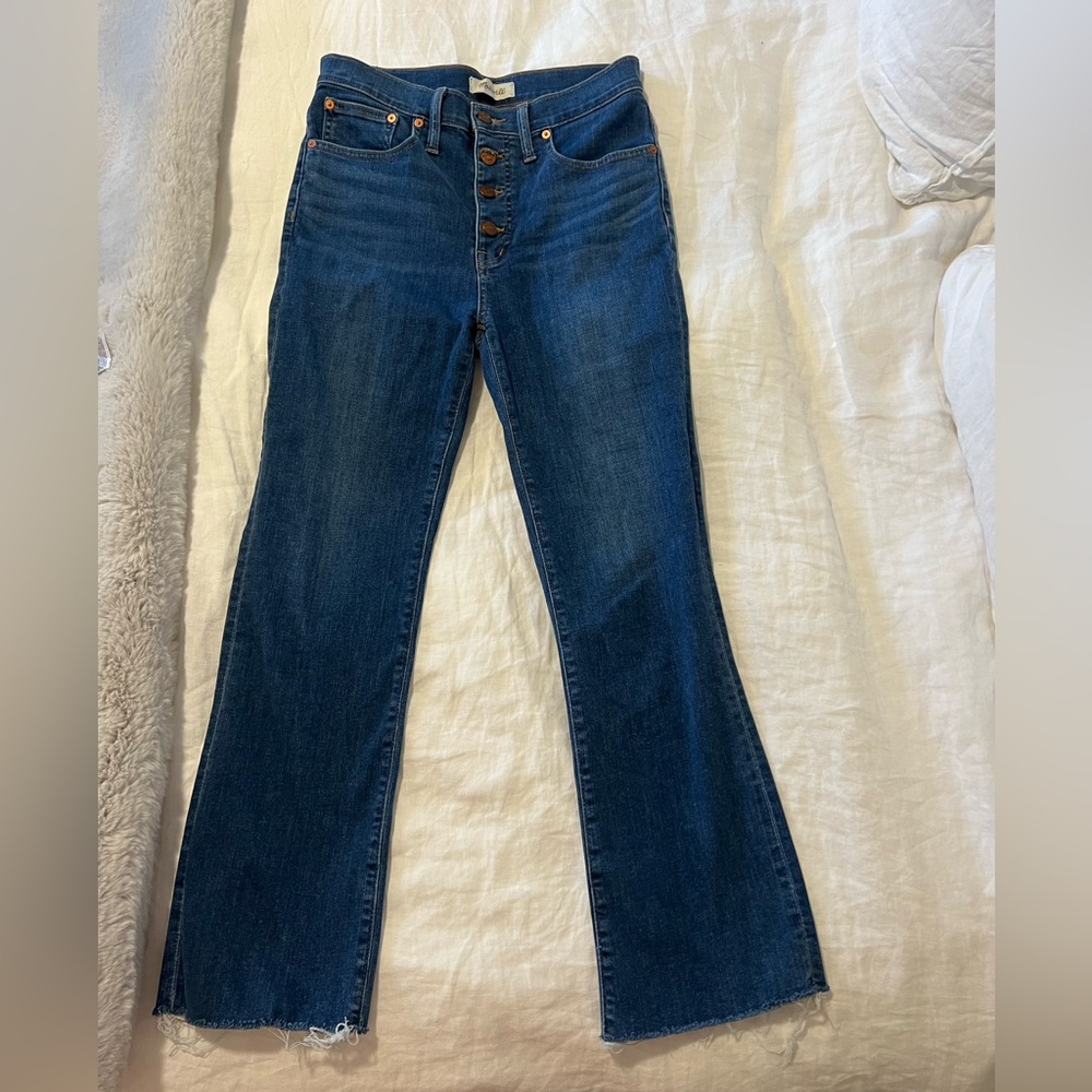 Madewell button cropped blue jeans